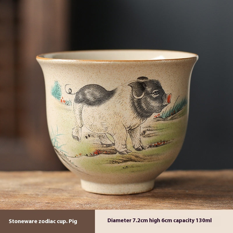 Homekiv  Stoneware Zodiac Retro Chinese Kung Fu Cup Set