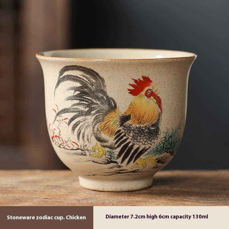 Homekiv  Stoneware Zodiac Retro Chinese Kung Fu Cup Set