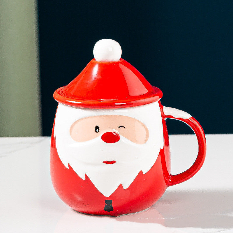 Homekiv – Santa Claus Ceramic Mug with Lid & Spoon  Christmas Coffee Cup