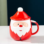 Homekiv – Santa Claus Ceramic Mug with Lid & Spoon  Christmas Coffee Cup