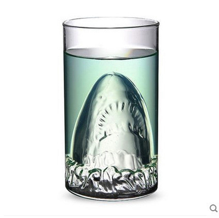 Homekiv – Transparent Double-Layer Shark Glass Cup  Heat-Resistant Drinkware