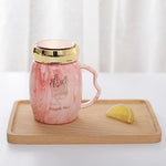 Homekiv – Marbling Ceramic Mug with Lid  Premium Creative Handle Cup