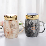 Homekiv – Marbling Ceramic Mug with Lid  Premium Creative Handle Cup