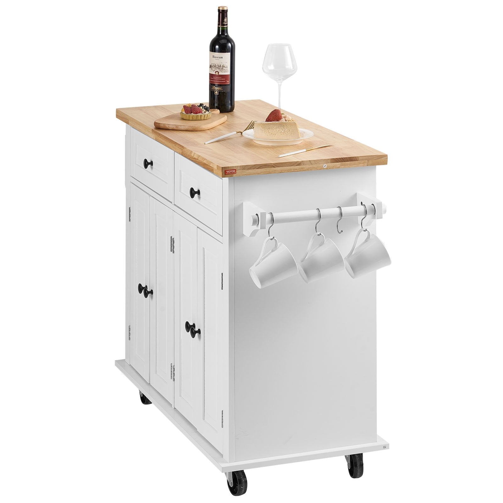 Homekiv – VEVOR Kitchen Island Cart with Solid Wood Top  Mobile Rolling Storage Cabinet