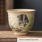 Homekiv  Stoneware Zodiac Retro Chinese Kung Fu Cup Set