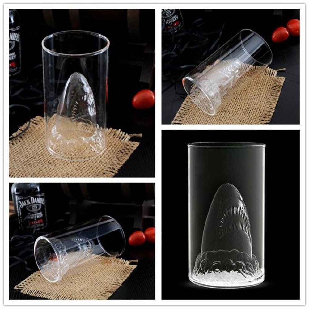 Homekiv – Transparent Double-Layer Shark Glass Cup  Heat-Resistant Drinkware