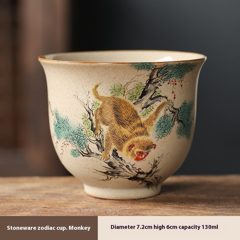 Homekiv  Stoneware Zodiac Retro Chinese Kung Fu Cup Set