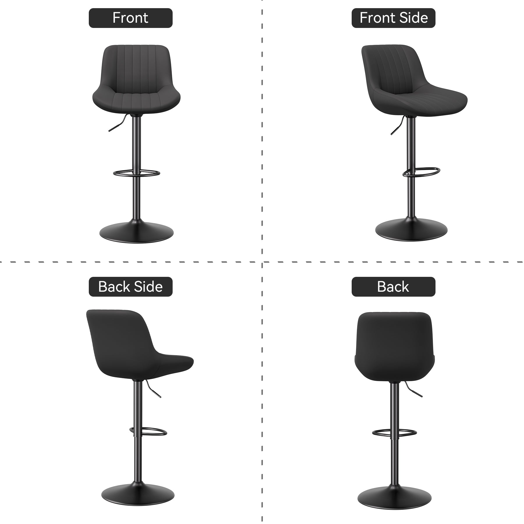 Homekiv – Modern Adjustable Swivel Bar Stools with Backs  Counter Height Fabric Chairs