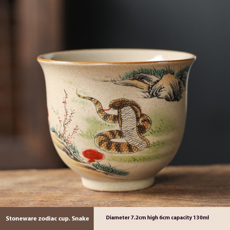 Homekiv  Stoneware Zodiac Retro Chinese Kung Fu Cup Set