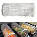 Homekiv  Rolling Grilling Basket  Metal BBQ Barbecue Cylinder Net