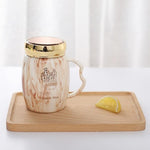 Homekiv – Marbling Ceramic Mug with Lid  Premium Creative Handle Cup