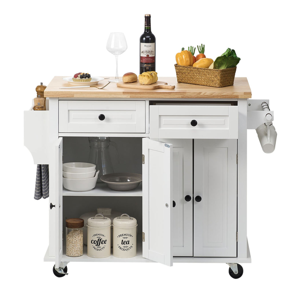 Homekiv – VEVOR Kitchen Island Cart with Solid Wood Top  Mobile Rolling Storage Cabinet
