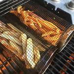 Homekiv  Rolling Grilling Basket  Metal BBQ Barbecue Cylinder Net