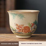 Homekiv  Stoneware Zodiac Retro Chinese Kung Fu Cup Set