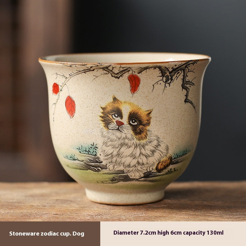 Homekiv  Stoneware Zodiac Retro Chinese Kung Fu Cup Set