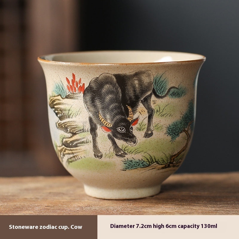 Homekiv  Stoneware Zodiac Retro Chinese Kung Fu Cup Set