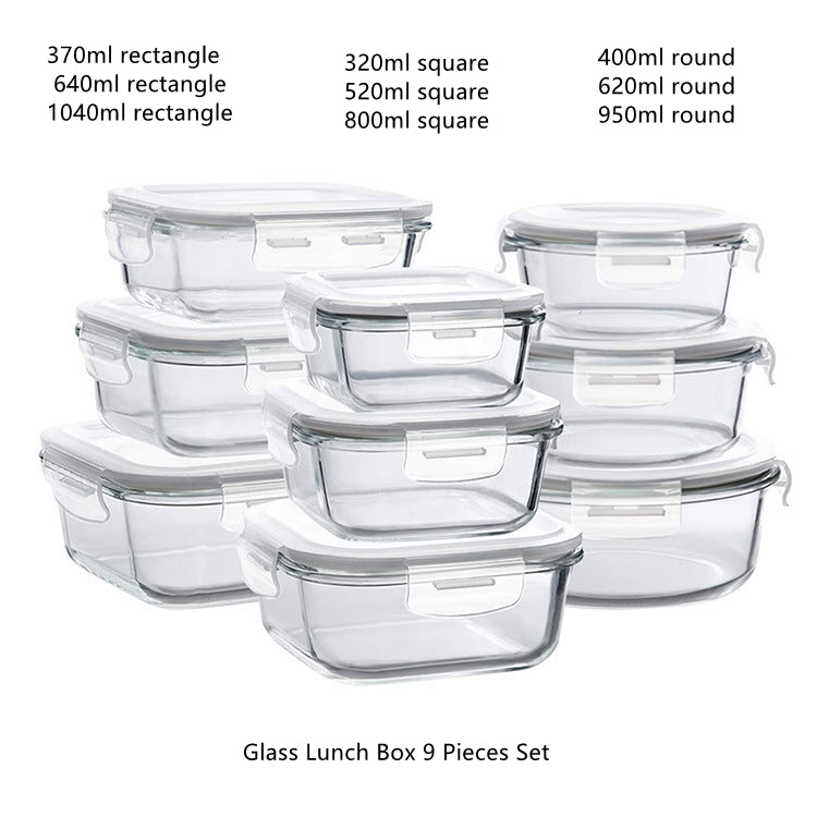 Homekiv  Glass Lunch Box Microwave Safe Separation Type Food Storage Container