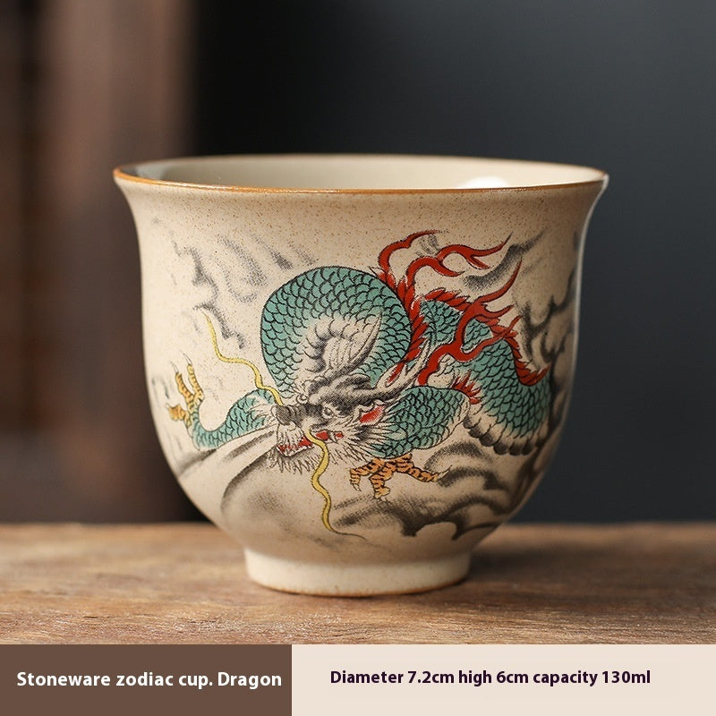 Homekiv  Stoneware Zodiac Retro Chinese Kung Fu Cup Set