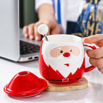 Homekiv – Santa Claus Ceramic Mug with Lid & Spoon  Christmas Coffee Cup