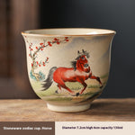 Homekiv  Stoneware Zodiac Retro Chinese Kung Fu Cup Set