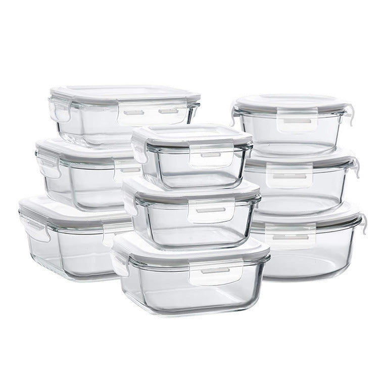 Homekiv  Glass Lunch Box Microwave Safe Separation Type Food Storage Container